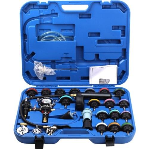 28pcs Universal Radiator Pressure Tester Vacuum Type Cooling System Test Detector Kits Easy to use With A Storage Box