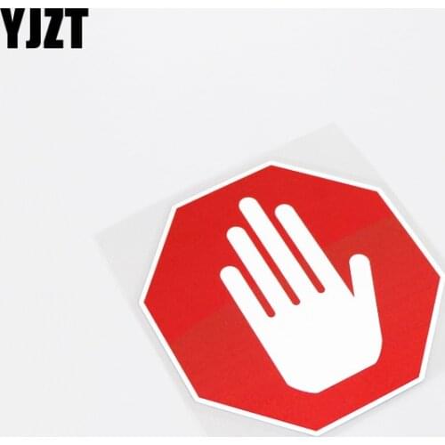 YJZT 10.8CM*11.8CM Interesting Warning Mark STOP Car Sticker Decal High-quality PVC 13-0183