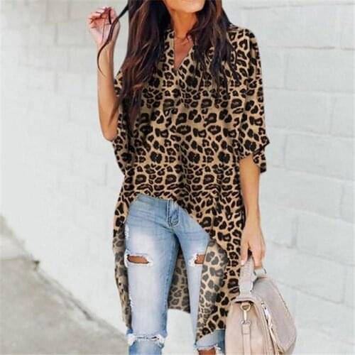 2019 Women Ladies Summer Leopard Print Chiffon Half Sleeve Casual Shirt Tops Blouse Women Blouse Top Femme Camisas Mujer