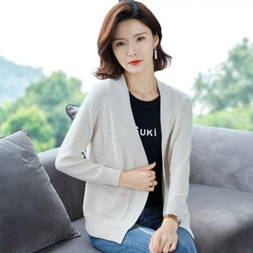 Fall Winter Womens Cardigans Sweater Female Loose Large Size Sweaters Long Sleeve Solid Color Casual Knitted Cardigan H9253