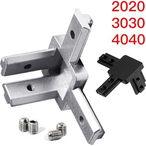 1 Set Black and Silver All Series 3-Way End Corner Bracket Connector with Screws for Standard T Slot Aluminum Extrusion