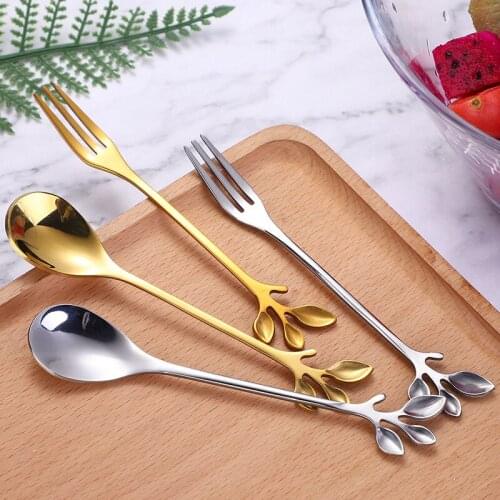 1PC Mini Dessert Spoon Vintage Exquisite Branch Shape Small Coffee Spoon Royal Style Flatware for Snacks Kitchen Dining Bar