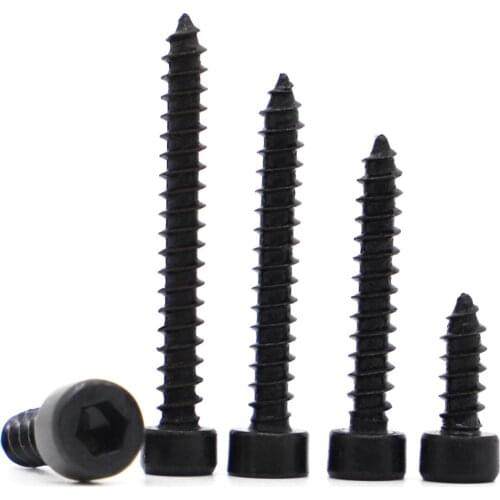 10-50pcs M2 M2.6 M3 M3.5 M4 M5 M6 Black 8.8 Grade Carbon Steel Allen Head Screw Hex Hexagon Socket Cap Head Self Tapping Screw