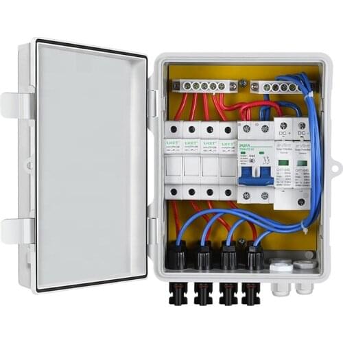 12A Rated Current Circuit Breakers and Lightning Arrester 4 String PV Combiner Box for On/Off Grid Solar Panel System