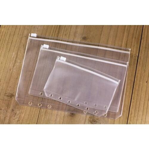 3pcs/set A7 binder bag transparent PVC zipper bag 6 Hole hand books accessories