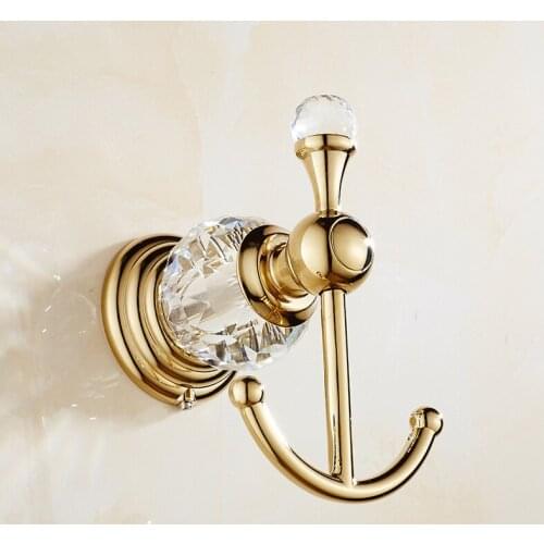 304 Stainless Steel Gold Plating Robe Hooks Bathroom Kitchen Double head Hook Wall-Mounted Clothes Robe Hook