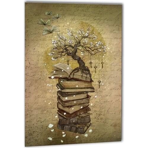 5d diy full square drill diamond painting embroidery Book Tree Diamond Cross Stitch Rhinestone decor