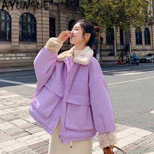 AYUNSUE Women's Parkas With Fur