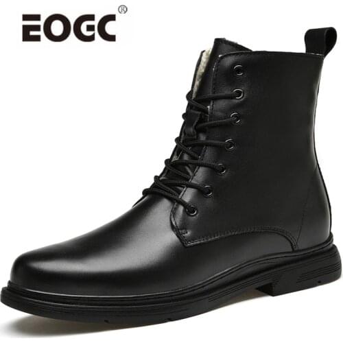 Top Quality Men Boots Super Warm Plush Natural Leather Ankle Snow Boots Waterproof Handmade Autumn And Winter Shoes Men