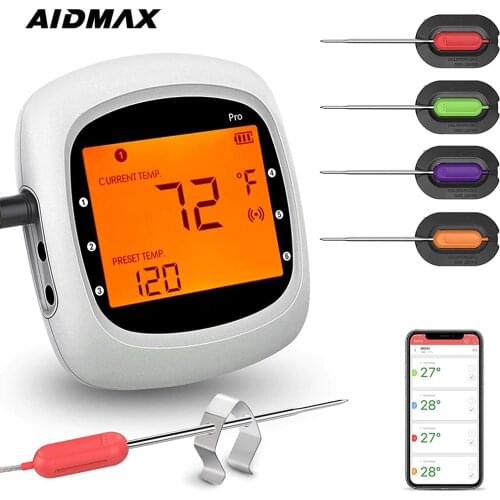 AidMax PRO05 Meat Digital Thermometer Rainproof Magnetic Alarm Steak Thermometer for Kitchen Smoker Grilling with 2/4/6 Probes