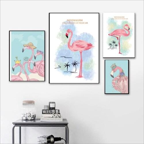 Pink Flamingo Frameless Decorative Painting Girl Heart Female Room Sofa Living Room Bedroom Background Mural Paintings Canvas