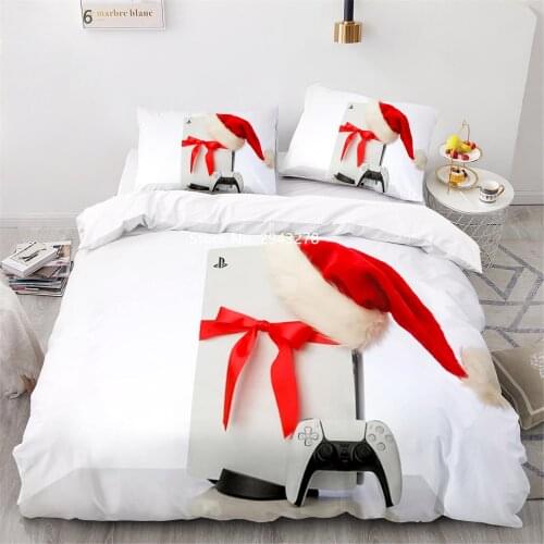 Home Textile Game Machine Pattern Comfortable White Pink Duvet Quilt Cover Pillowcase Bedding Set Adult Teenage Bedroom Decor