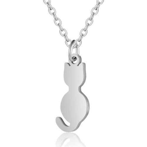Fnixtar AAAAA Quality 100% Stainless Steel Animal Polished Cat Charm Necklace for Women Necklace Fashion Jewelry Birthday Gift
