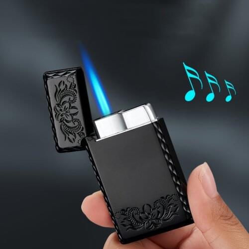 Gas Lighters Windproof Straight Blue Flame Cigar Creative Metal Lighter Rolling Tray Cigarette Machine Lighters Gadgets for Men