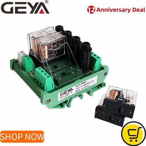 GEYA NGG2R 4Channel Relay Module Omron Relay Board with Fuse Protection 1NO1NC 12V 24V AC/DC