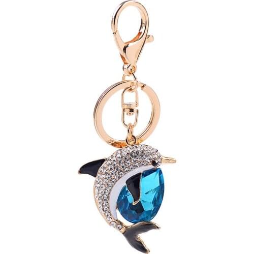 Hot Sale Fish Keychain Exquisite Crystal Fish Key Chain Ring for Women Bag Pendant Key holder Accessory CH3531