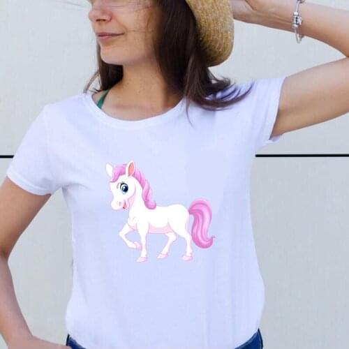 Harajuku Cartoon Cotton Tshirts Female Short Sleeve Plus Size O-neck Loose Tee Shirt Femme White Pink Funny T-shirt Tops