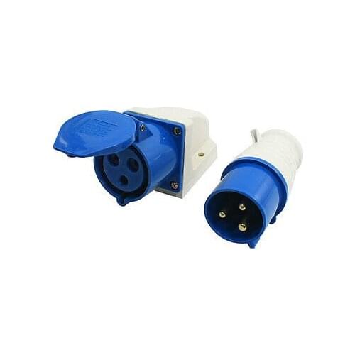 IEC309-2 32Amp 3 Pin Plug + Coupler Single Phase Industrial Waterproof Socket