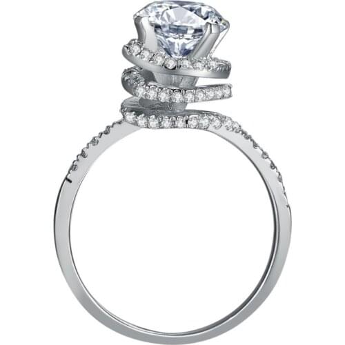 Solid 18K White Gold Rotation Design Jewelry 2CT 8.0mm D VVS1 Moissanite Ring Custom Brand Engagement Ring for Women