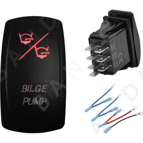 Jumper Wire Set,BILGE PUMP 7P ON OFF ON Car Boat Caravan Rocker Switch Waterproof Car Buttons Dual Red LED Light Interior Parts