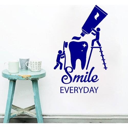 Creative Vinyl Wall Decal Health Teeth Cleaning Dentist Bathroom Stickers Home Decor Kids Room Smile Everyday Quote Sticker Z742