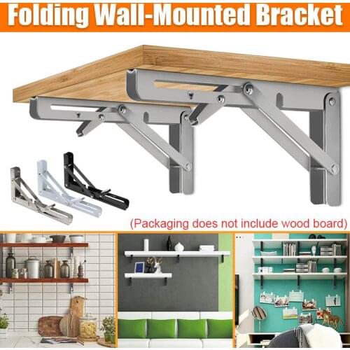 2PCS Folding Angle Bracket 8-20 Inch Triangle Shelf Heavy Support Adjustable Wall Mounted Bench Table Furniture Hardware