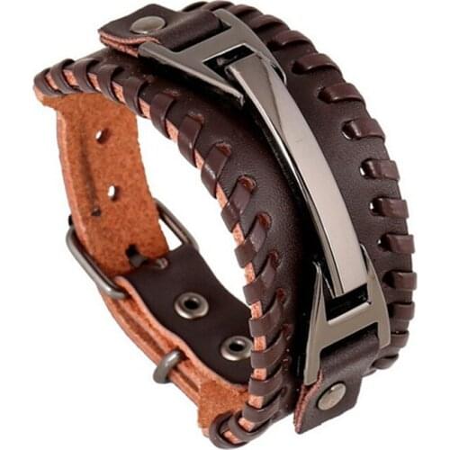 Hotting Mens Vintage Leather Wristband Bracelets Handmade Stylish Leather Cuff Braided Bracelet Jewelry Brown Black Gifts