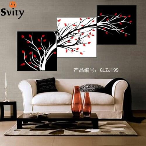 3 pcs set art Oil Painting print on Canvas Modern happy trees wall pictures for halloween home wall deco No Frame
