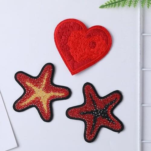 50pcs/lot Starfish Love Embroidery Patches Letters Clothing Decoration Accessories Diy Iron Heat Transfer Applique Clothes