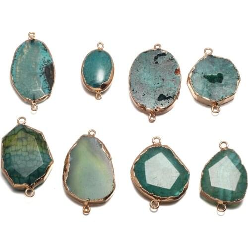 Natural Agates Stone Pendant Connectors Irregular Blue Agates Stone Link Charms for Jewelry Making Necklace Bracelet Gift