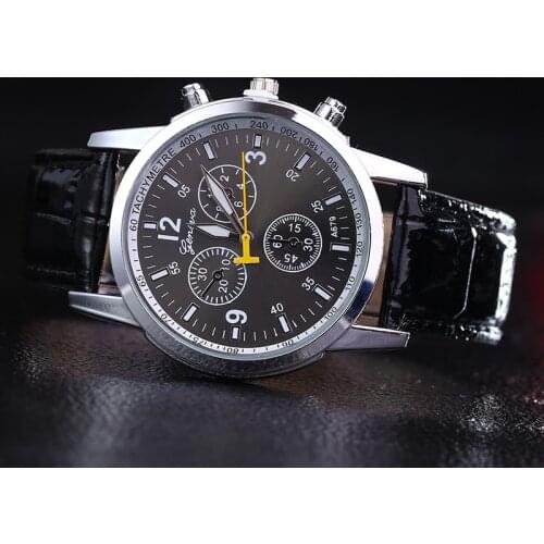 NEW Luminous Men Watch Luxury Women Watches High Quality Three-eye PU Quartz Watch Fashion Unisex Sport Wristwatch Clock Relogio