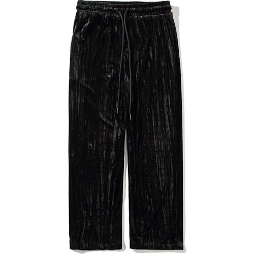 Autumn Velvet Pants Men Elastic Waist Straight Trousers Fashion Causal Street Drawstring Sweatpants Bottoms Male Plus Size 5XL