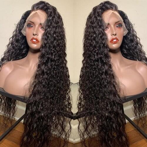 13x4 Deep Wave Frontal Wig Lace Front Human Hair Wigs For Women Pre Plucked Brazilian Curly Human Hair Wig 7 Day Free Delivery