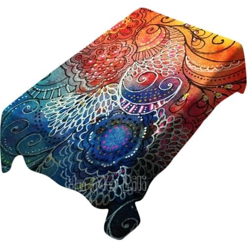 Psychedelic Watercolor Painting Design Tablecloth Dinning Decor