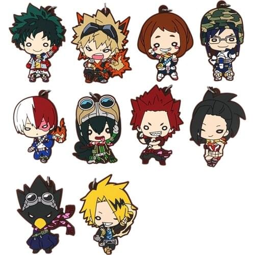 My Hero Academia Anime Boku no Hero Academia Hero Uniform Deku Bakugou Katsuki Eijiro Momo Denki Asui Tokoyami Rubber Keychain
