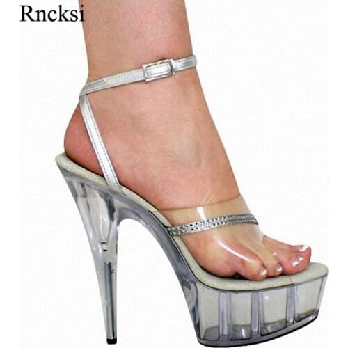 Rncksi Sexy New Clear High Heel Platform Sandals 15cm High-Heeled Platform Shoes Sexy Dance Shoes Sandals Performance Shoes