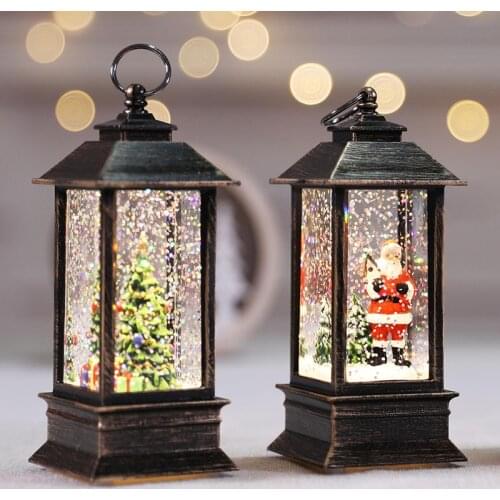 The Best Gift LED Christmas Crystal Lights Rotate Glitter Xmas Small Lantern Battery-powered Lamp JA55