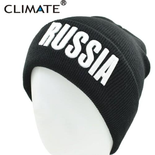 CLIMATE RUSSIA Beanie Hat Skullies RUSSIA Logo Russian National Day Black Beanie Hat for Adult Men Women