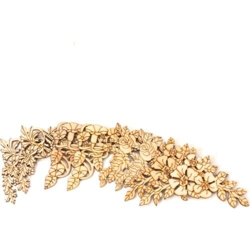 Mixed Lace Wooden Pattern Scrapbooking Art Collection Craft for Handmade Accessory Sewing Home Decoration DIY 4pcs