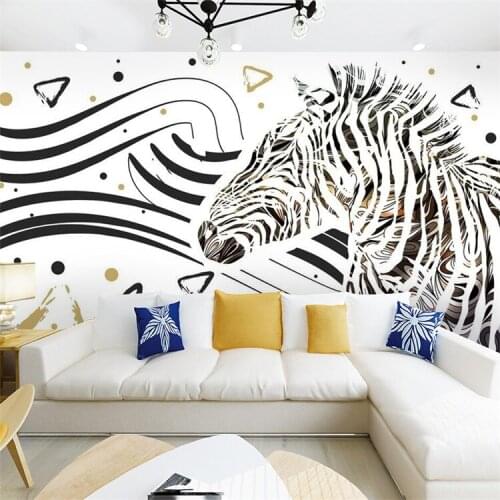 Modern Simple Abstract Art Wallpaper 3D Black And White Lines Zebra Mural Living Room Bedroom Background Fashion Wall Papers 3 D