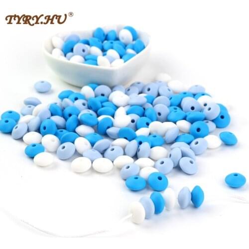 TYRY.HU 100pcs Silicone Teething Beads Lentil 12mm Food Grade Eco-friendly Sensory Silicone Beads BPA FREE Pacifier Clip Teether