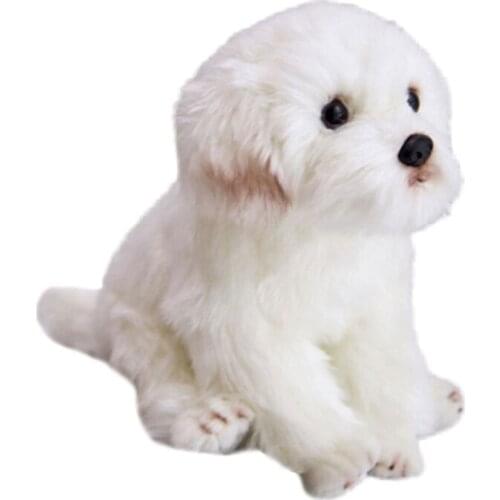 High-Quality Handmade Simulation Maltese Dog Toy Doll Stuffed Plush Animal Kids