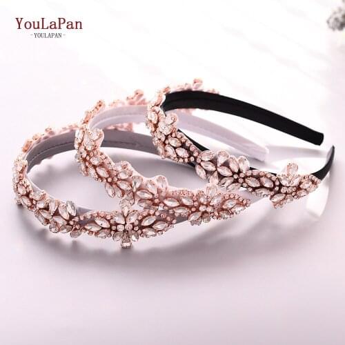 YouLaPan S429-FG rose gold wedding hair accessories rhinestone headband Baroque hair band wedding tiara headpieces