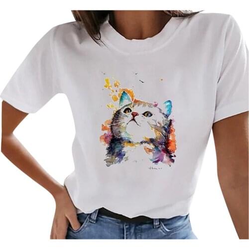 Womens Rainbow Letter Printed Fun Tees O Neck Summer Cute T-Shirts t-shirt 2020 street casual wear basic slim T-shirt