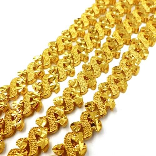 Womens Bracelet Yellow Gold Filled 3-Heart Design Romantic Bracelet Chain Link 19cm