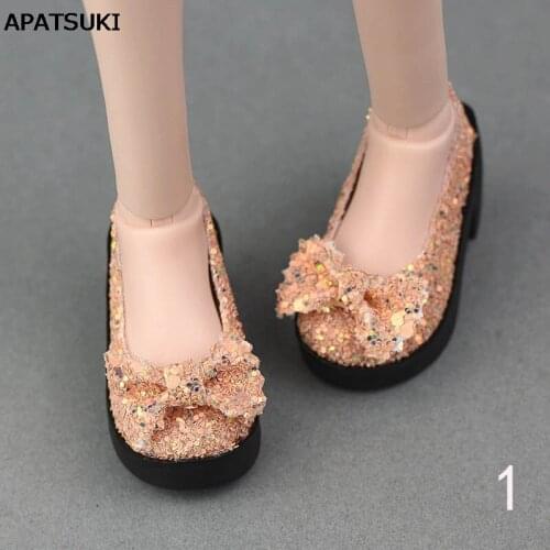 1Pair Champagne Bowknot Fashion Shoes For 1/4 BJD Doll Shoes For 16 Inch Sharon Doll High Heel Shoes For 45-50cm XINYI Doll