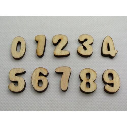 100 Assorted Flat Back Wood Number "0-9" Flatback Wooden Scrapbooking