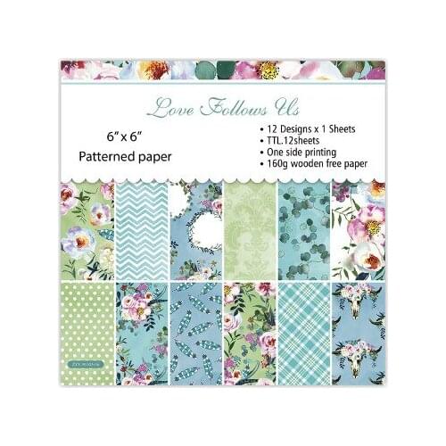 12sheets 6 inch Love Follow Us Flowers Scrapbooking Pads Paper Origami Art Background Paper Card Making DIY Paper Craft