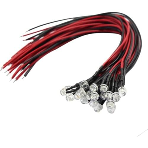 20pcs 20cm Wired 5mm Colorful LED Wide-angle 12v CM125 model train ho scale railway modeling