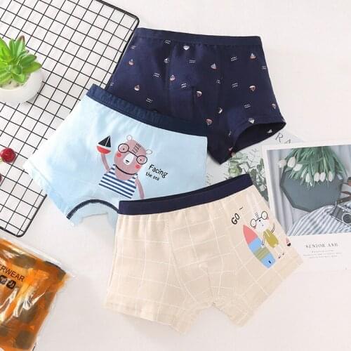 3 Piece Kids Boys Underwear Cartoon Childrens Shorts Panties For Baby Boy Boxers Stripes Teenager Underpants